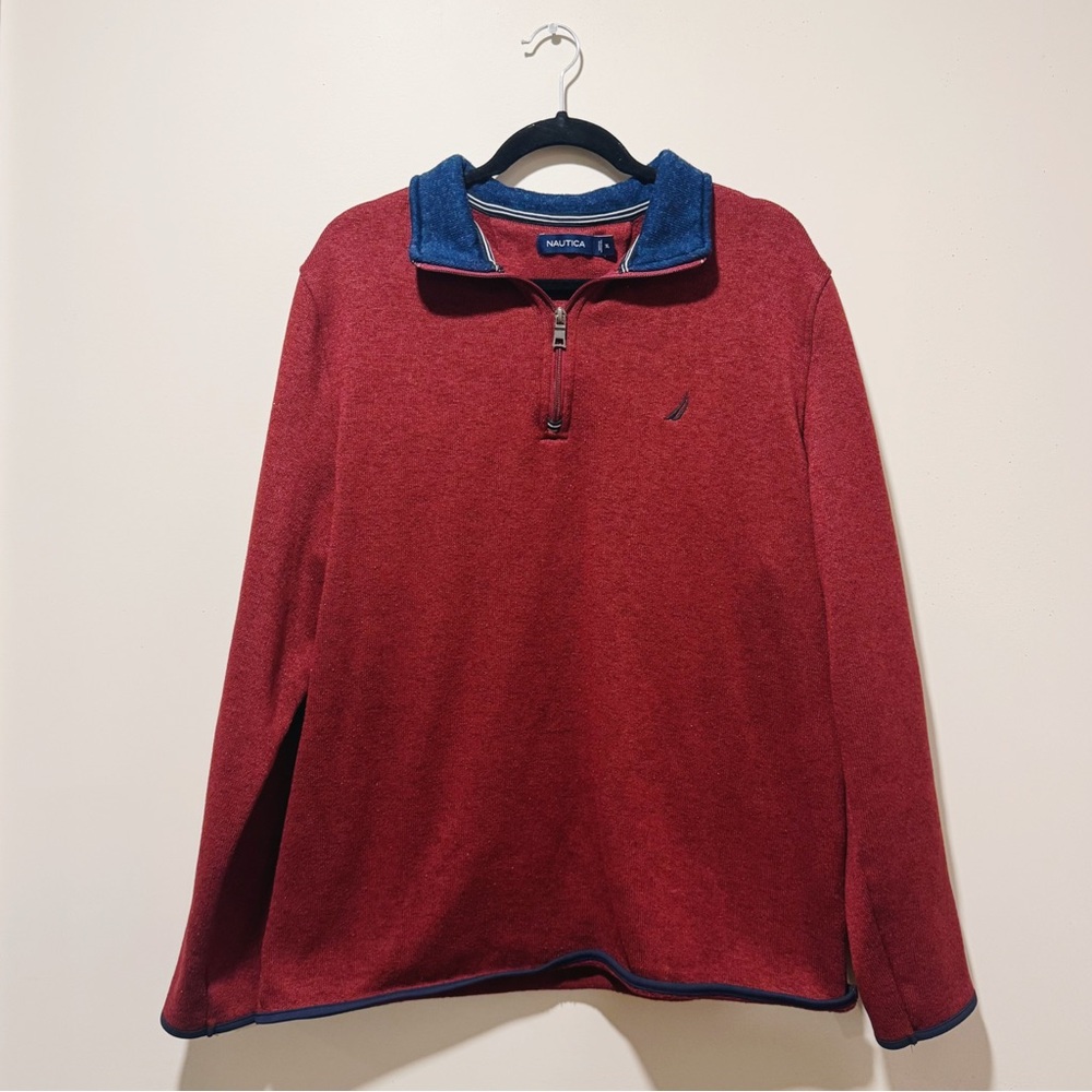 Nautica Red and Blue Knit Pullover
